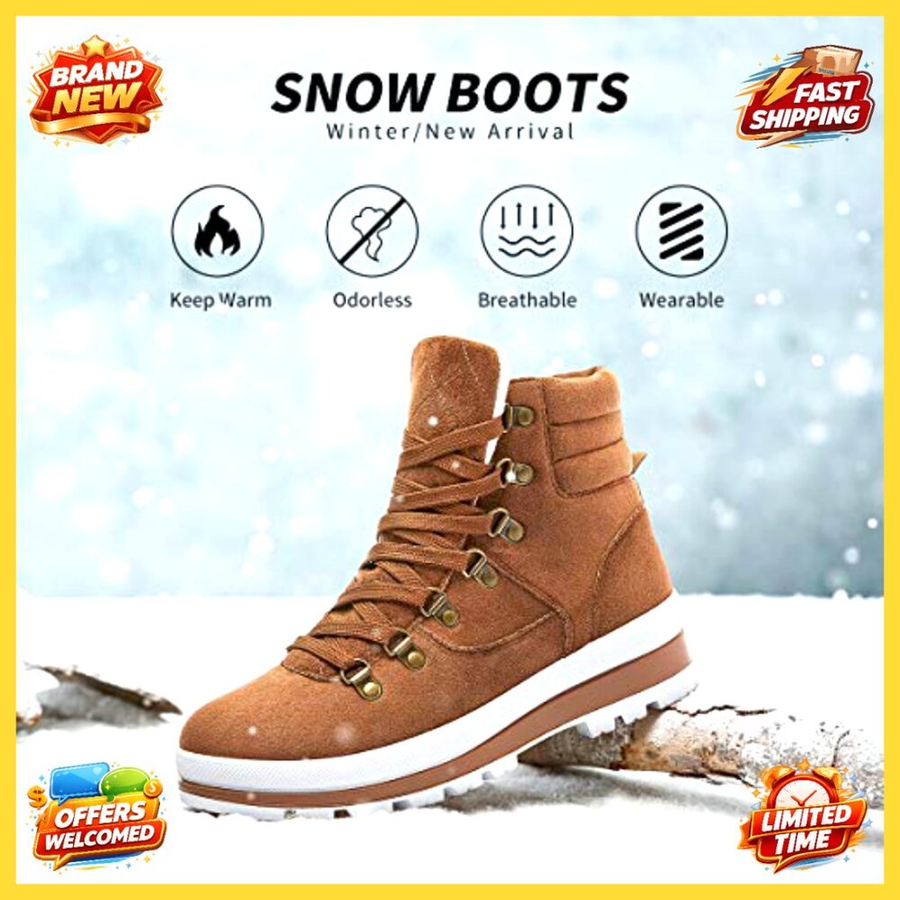 Lace-Up Combat Boots with Side Zipper, Anti-Slip Sole, Fluffy Lining, Winter - Picture 2 of 7